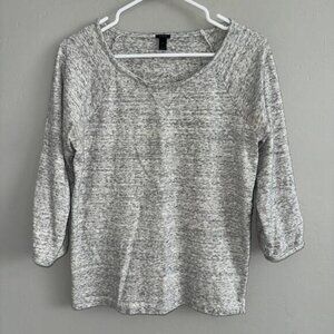 J. Crew Woman’s Gray Cotton Terry Sweater Crewneck 3/4 Sleeve Sz S Style 58284